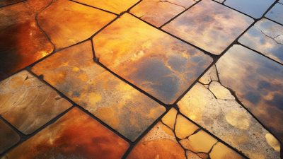 acid stained concrete paving, realistic photograph --ar 16:9 Job ID: efd48024-f6ec-4049-8b9b-4f2f5ac066fb