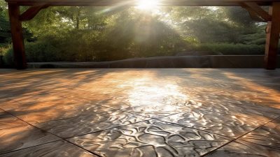 decorative concrete patio floor, realistic photograph